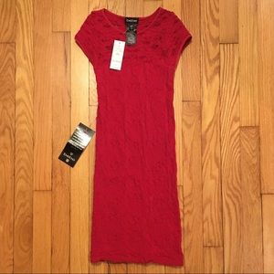 NWT Bebe Red Lace Dress Cap Sleeve Size P/S